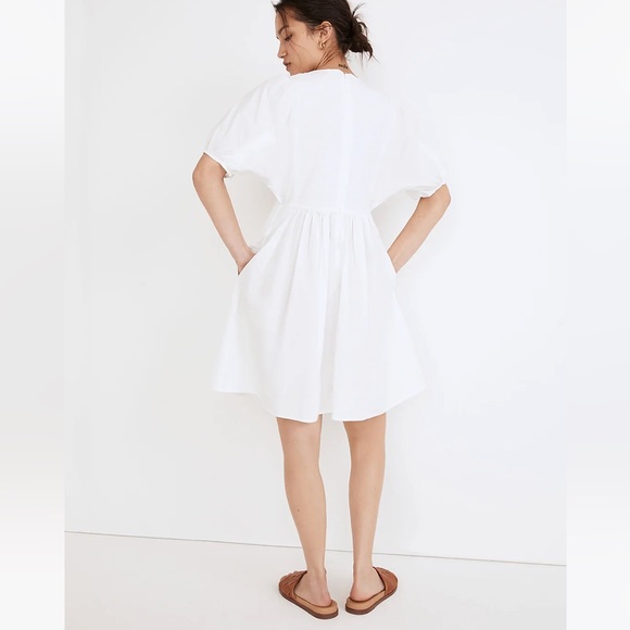NWT Madewell Embroidered Poplin V-Neck Mini Dress - Picture 3 of 11